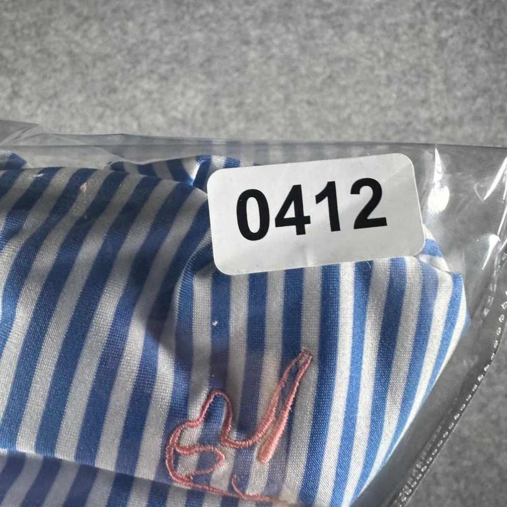 Rhoback Mens XL Blue White Stripe Performance Golf Polo Shirt Tennis Stretch - Picture 7 of 7